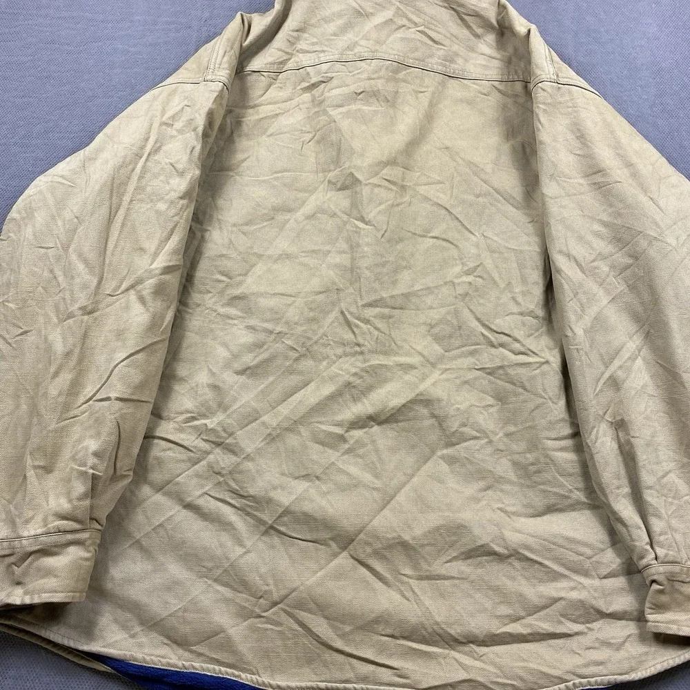 Orvis Mens Jacket XXL Beige Fleece Lined Shacket Outdoor Gorp Cabincore Canvas